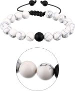 BBTO Howlite Bracelet Black Matte Agate Bracelet Couples Bracelet Distance Bracelet Energy Beads Bracelet for Valentine's Day Present - Image 5